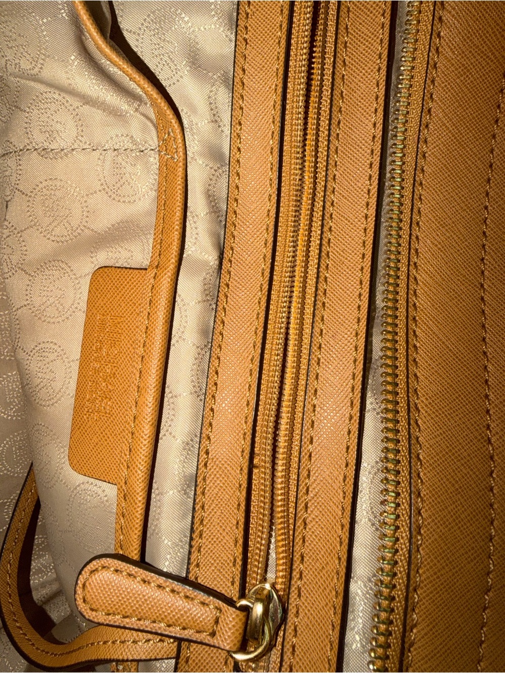 Michael Kors Tan Saffiano Leather Satchel with Shoulder Strap - Picture 4 of 5